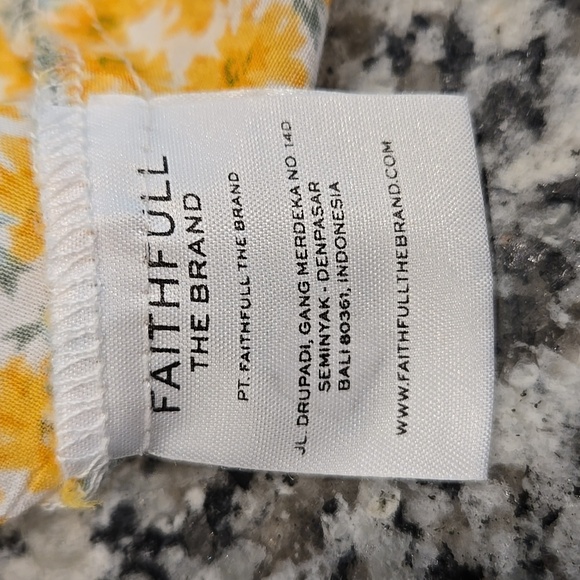 FAITHFULL THE BRAND DAPHNE YELLOW FLORAL TIE-SLEEVE SKATER DRESS. SIZE 4. - Picture 7 of 11